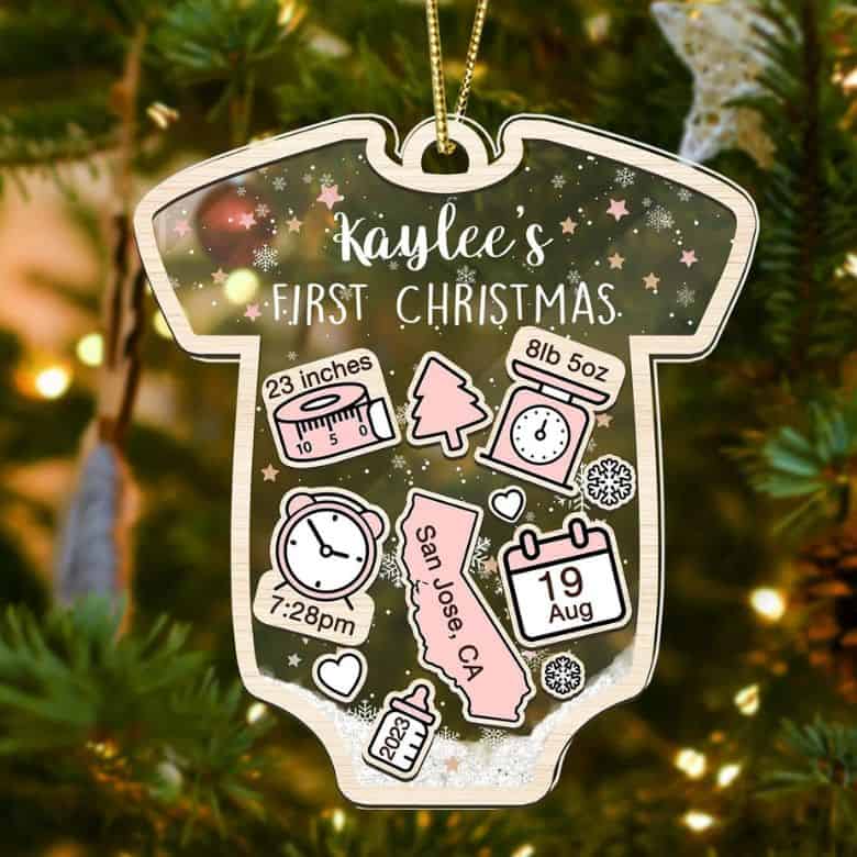 shaker onesie babys first christmas ornament