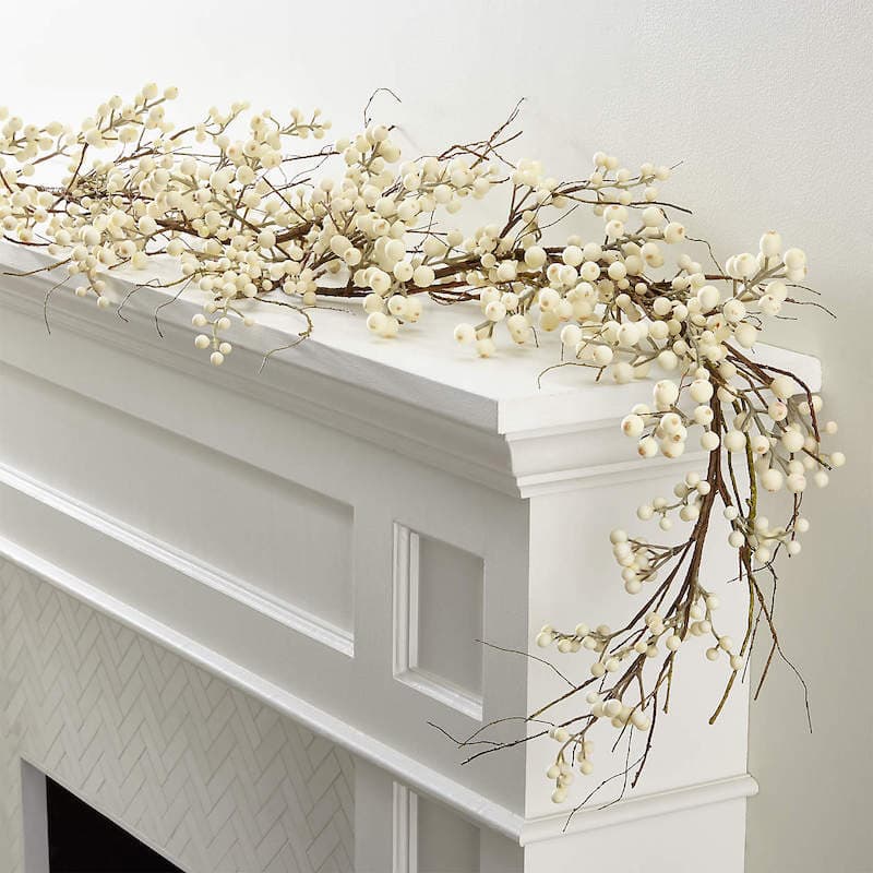 White Ilex Berry Garland Decor Winter