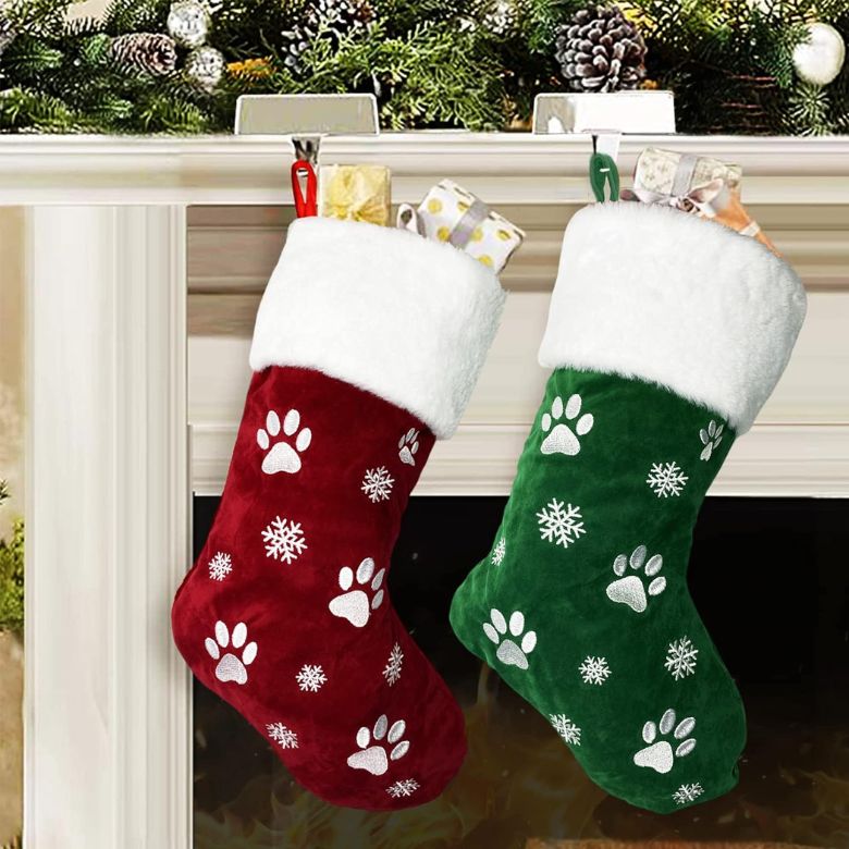 fuzzy paw print stocking
