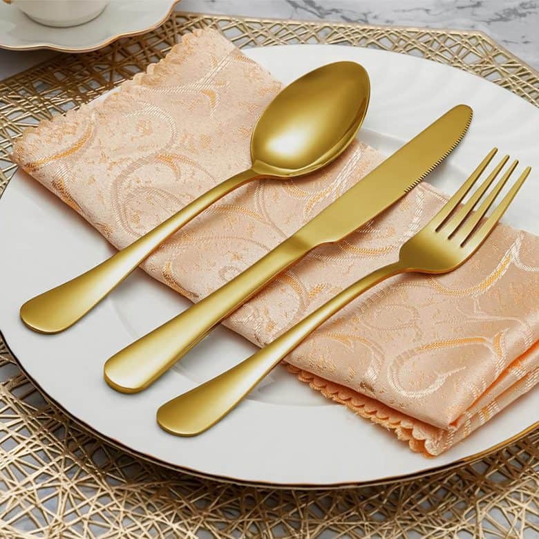 30 Pcs Gold Silverware Set Service for 6, Premium Stainless Steel Flatware Set, Cutlery Utensil Set