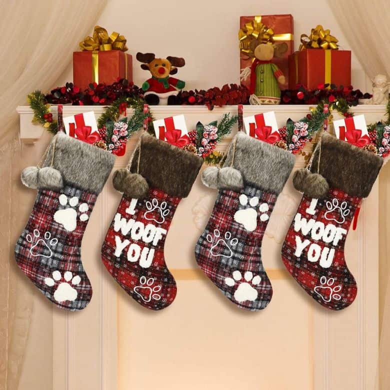 i woof you patterned dog stocking