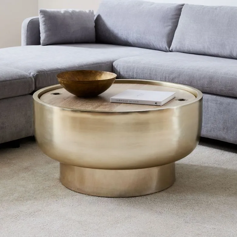 metallic drum coffee table