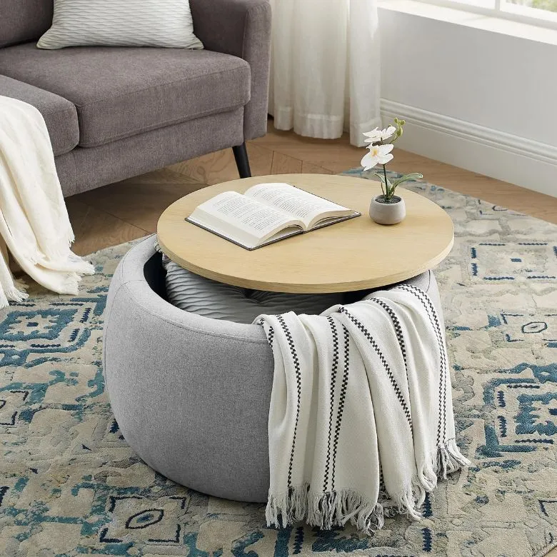 round coffee table with hidden storage