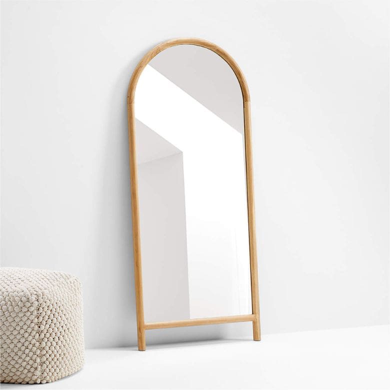 natia oak arch floor mirror