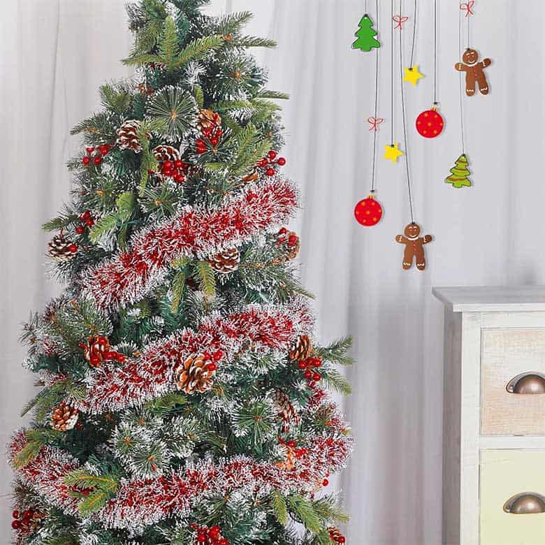 red tinsel garland