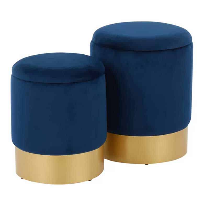 navy velvet storage ottoman