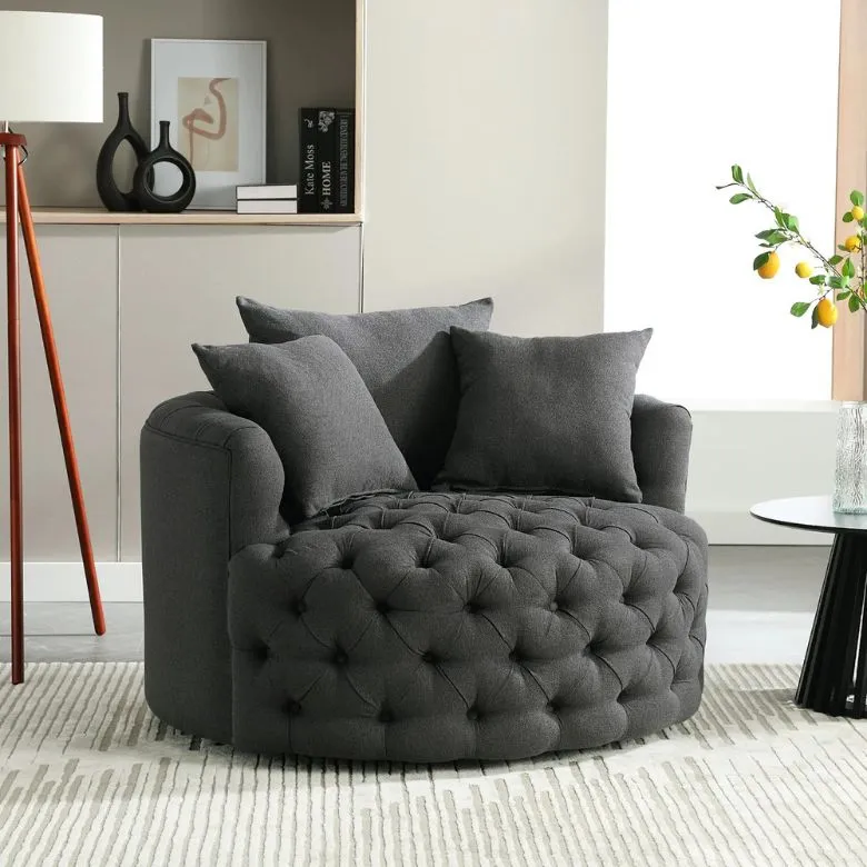 wide tufted swivel chair