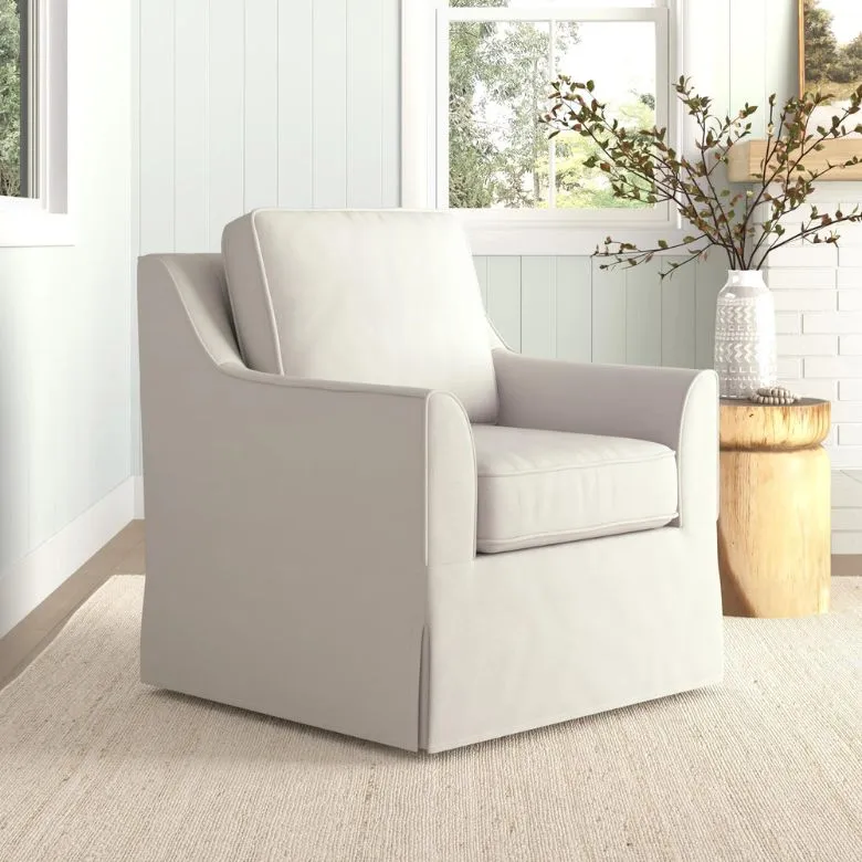 skirted linen swivel chair