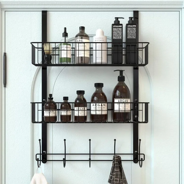 over the door wire frame basket and towel rack