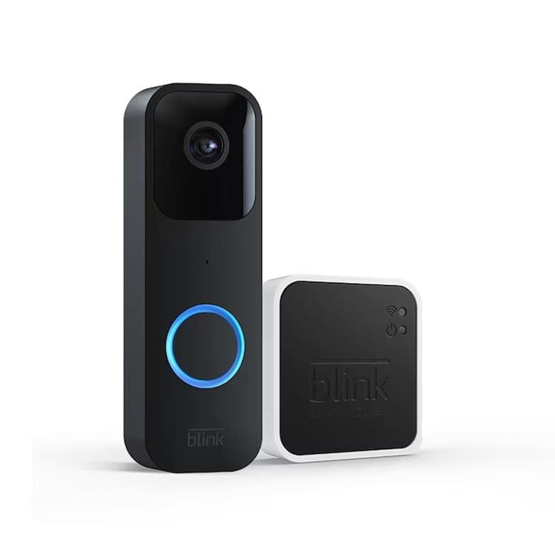 Blink Video Doorbell + Sync Module 2, Two-year battery life, Two-way audio, HD video, motion and chime app alerts and Alexa enabled - battery or wired, Black