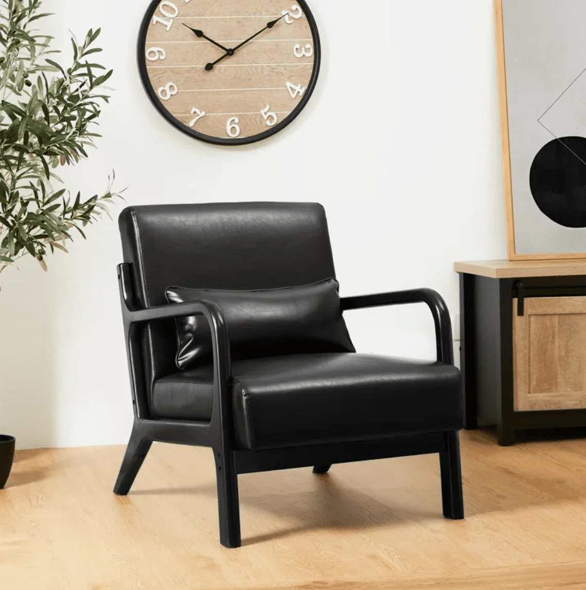 black leather accent chair