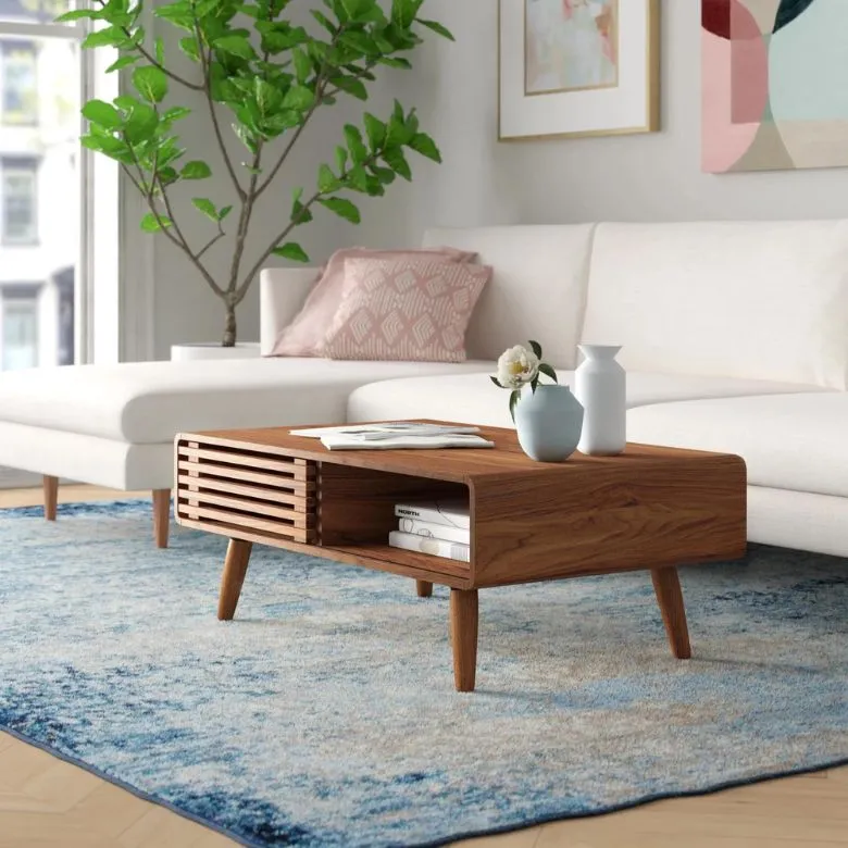 wooden coffee table with storage