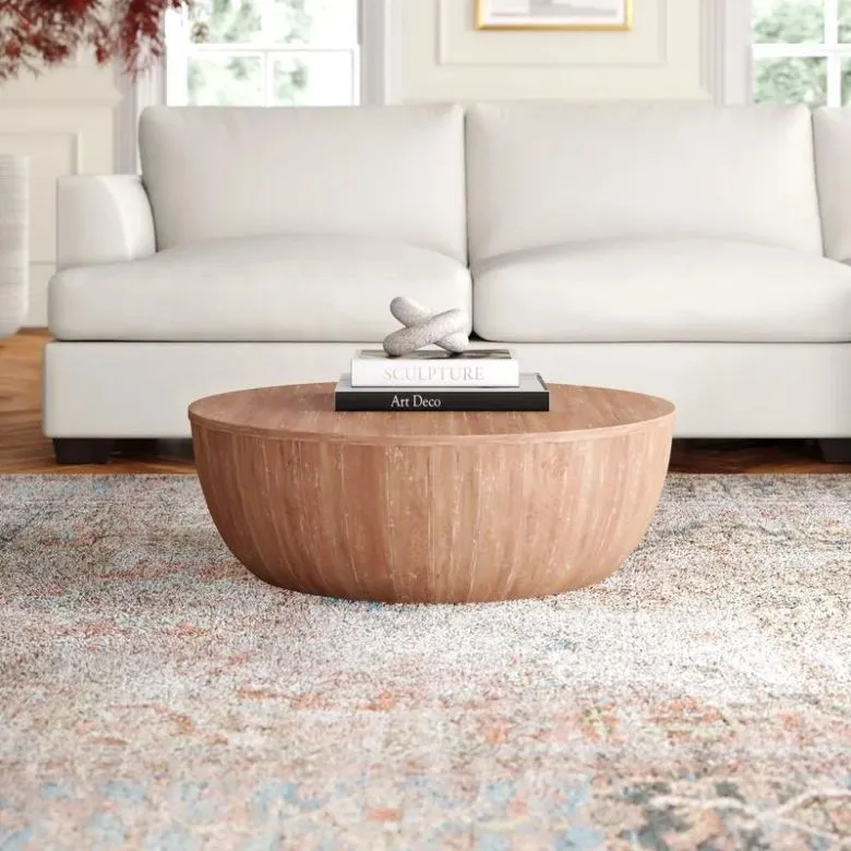 round wooden coffee table