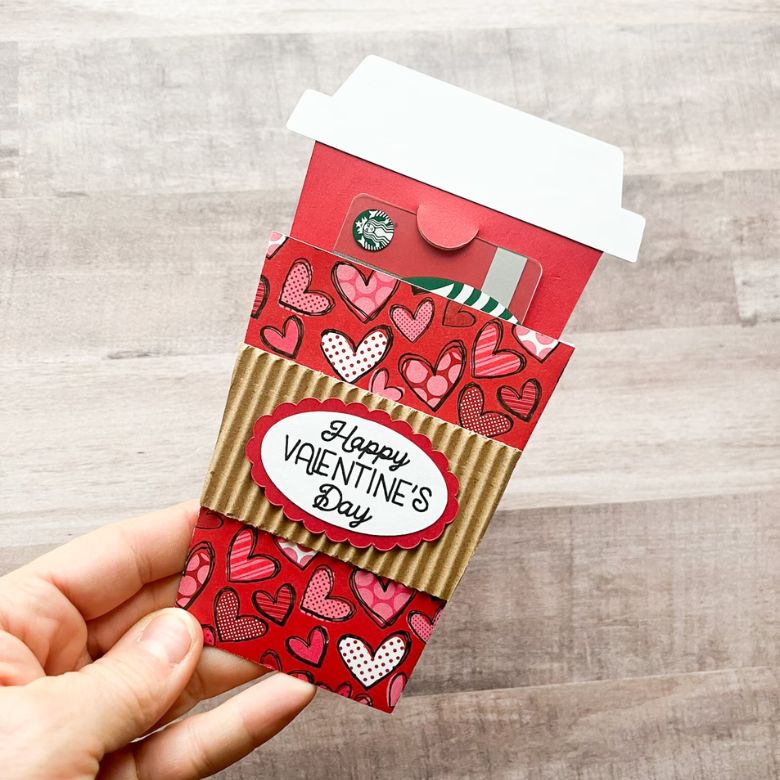 coffee cup-shaped gift card holder