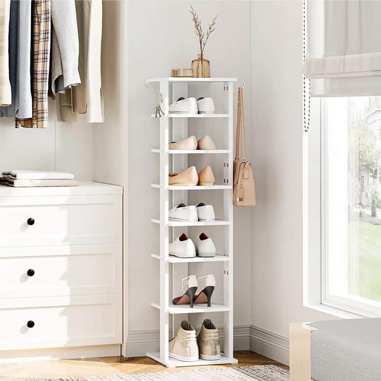 17 stories White 8 Pairs Shoe Rack