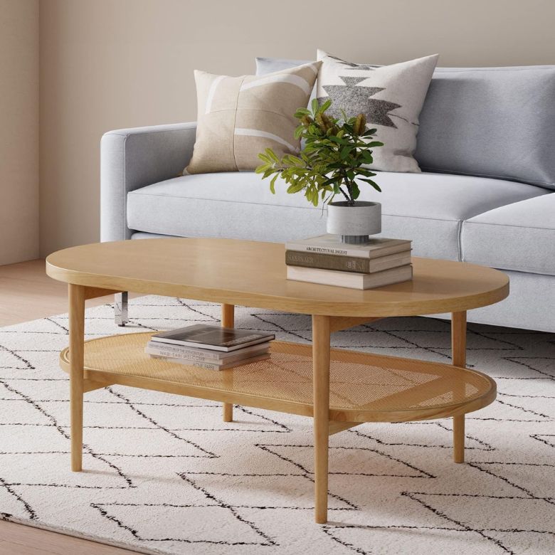 two tiered oval coffee table