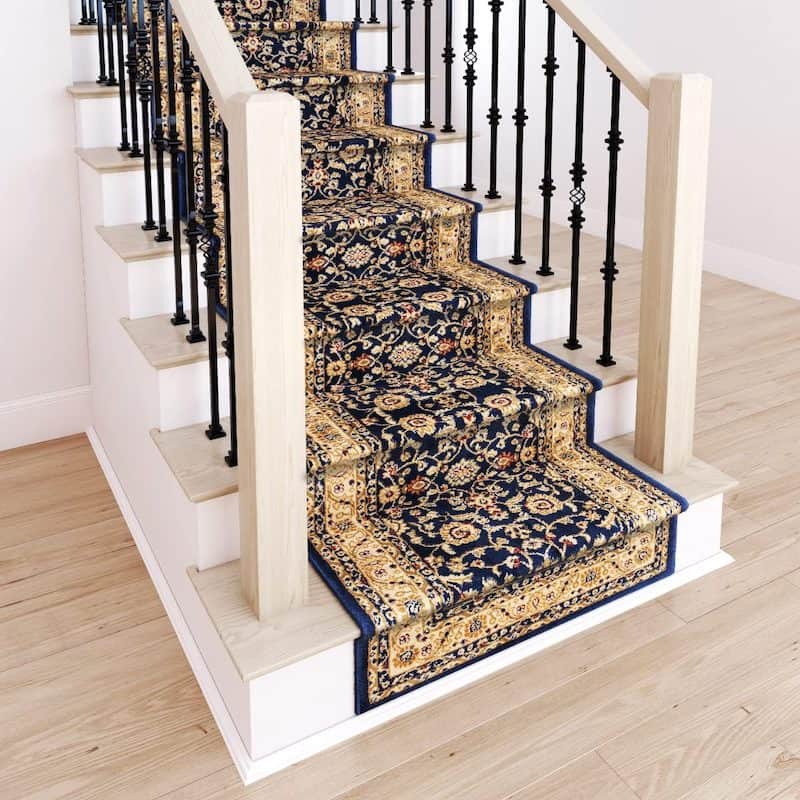 Marash Luxury Collection 25' Stair Runner Rugs Stair Carpet Runner with 336,000 Points of Fabric per Square Meter, Navy