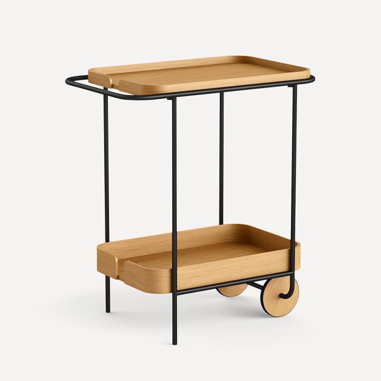 Dram Bar Cart, wood and steel