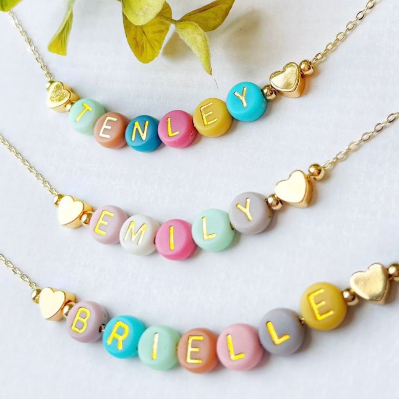 bright beaded name necklaces
