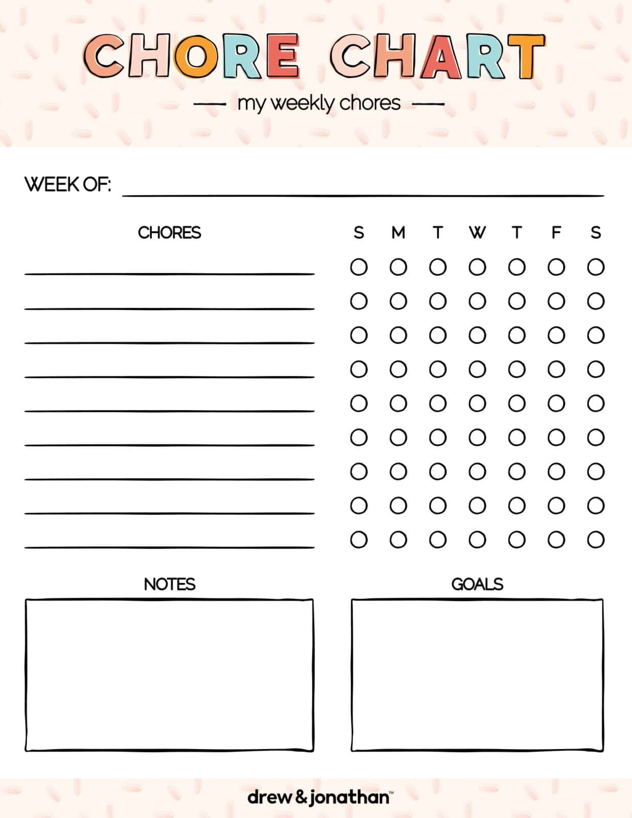 free printable chore chart