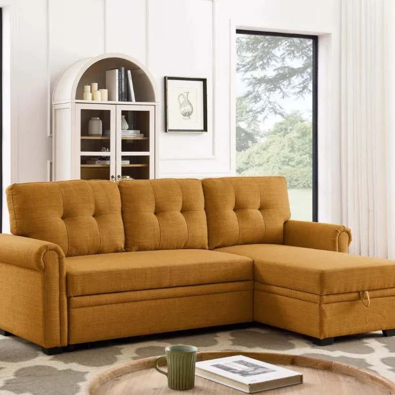 rossignol orange convertible sofa