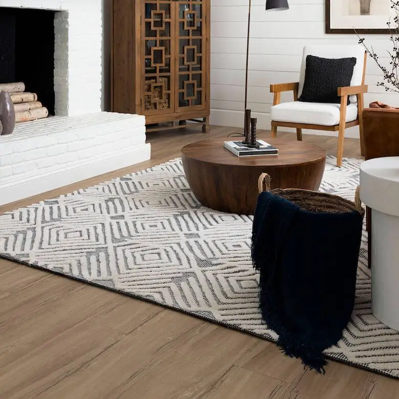 white and gray area rug