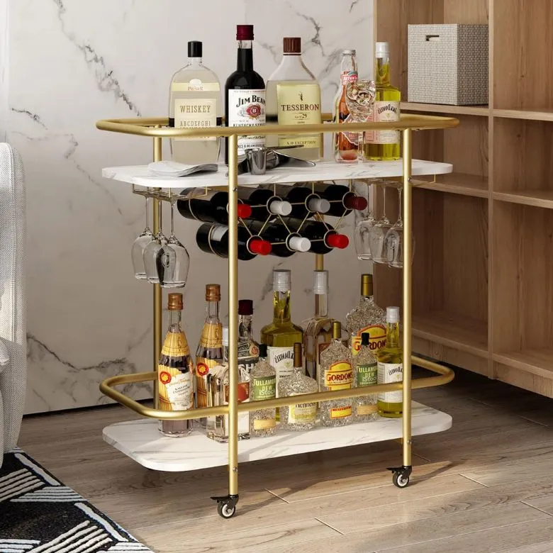 Gold Bar Cart on Wheels