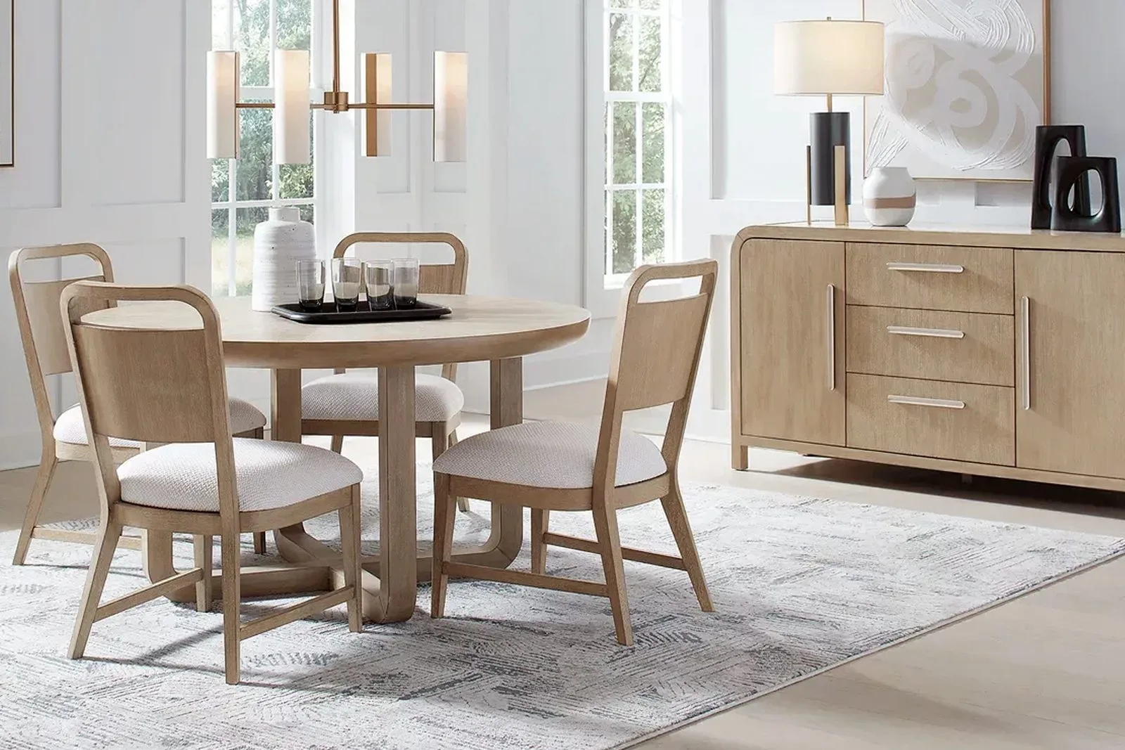 dining room set with birch wood
