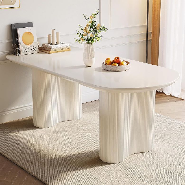 Cream White Modern Dining Table