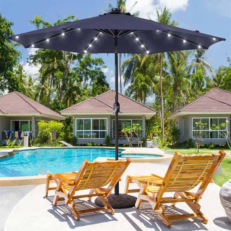 outdoor patio umbrella with lights