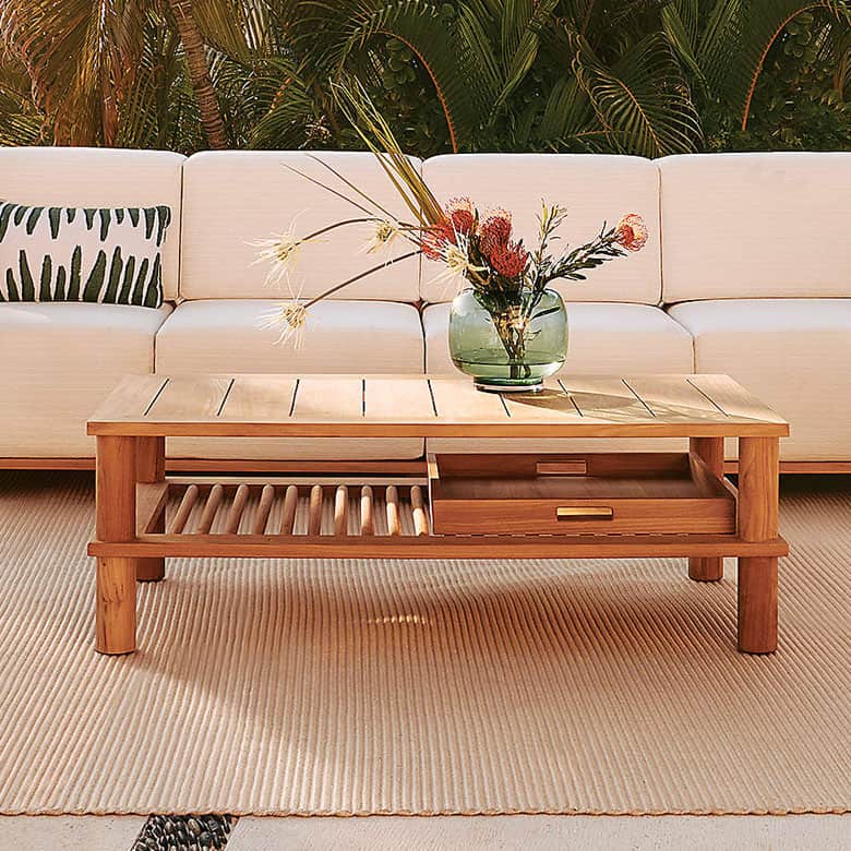 PINET TEAK OUTDOOR COFFEE TABLE BY ROSS CASSIDY