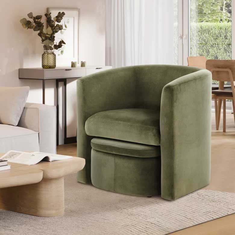 small living room chair with storage ottoman
