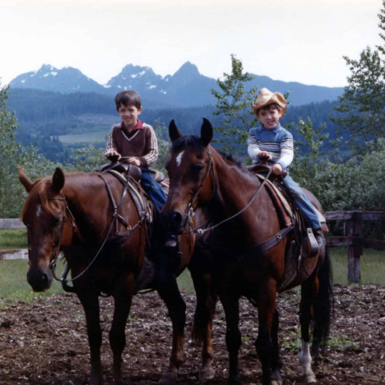 drew and jonathan on horseback as kids