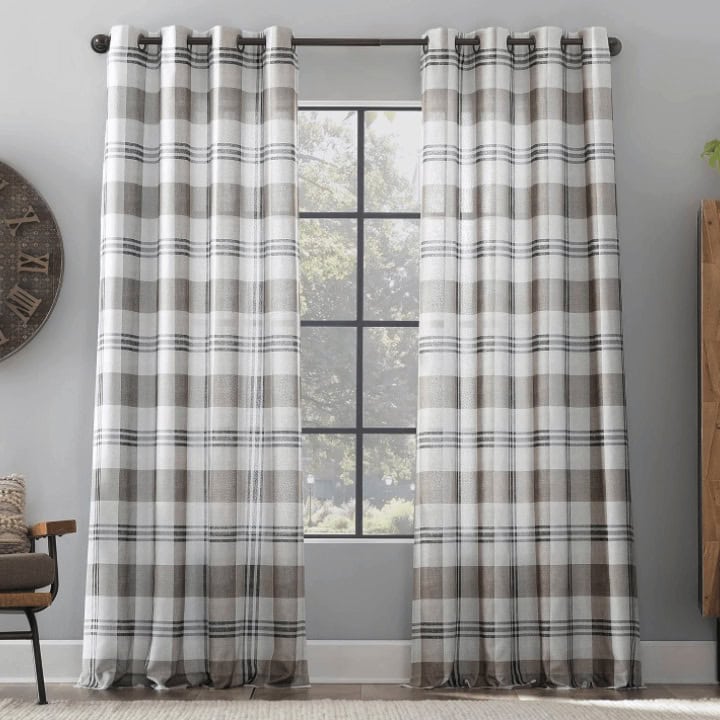 plaid curtain panel