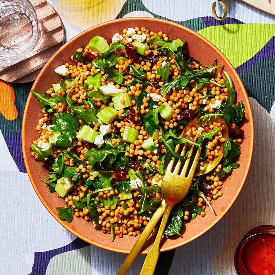 Toasted Couscous Salad with Arugula, Dates & Feta