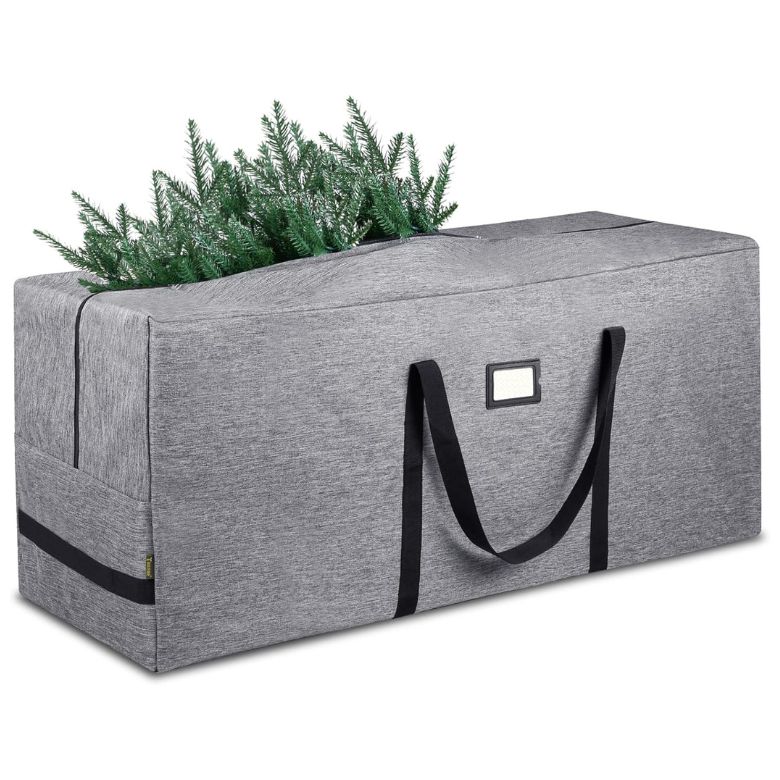 gray storage box with handles for christmas tree