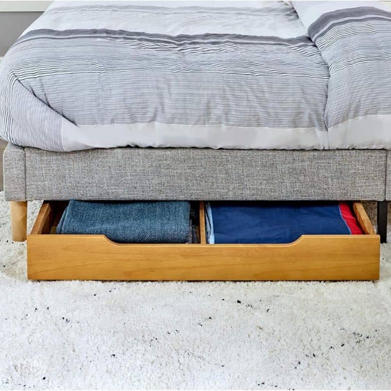 wooden underbed storage container
