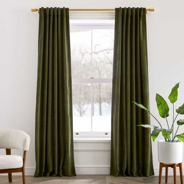 green velvet blackout curtains