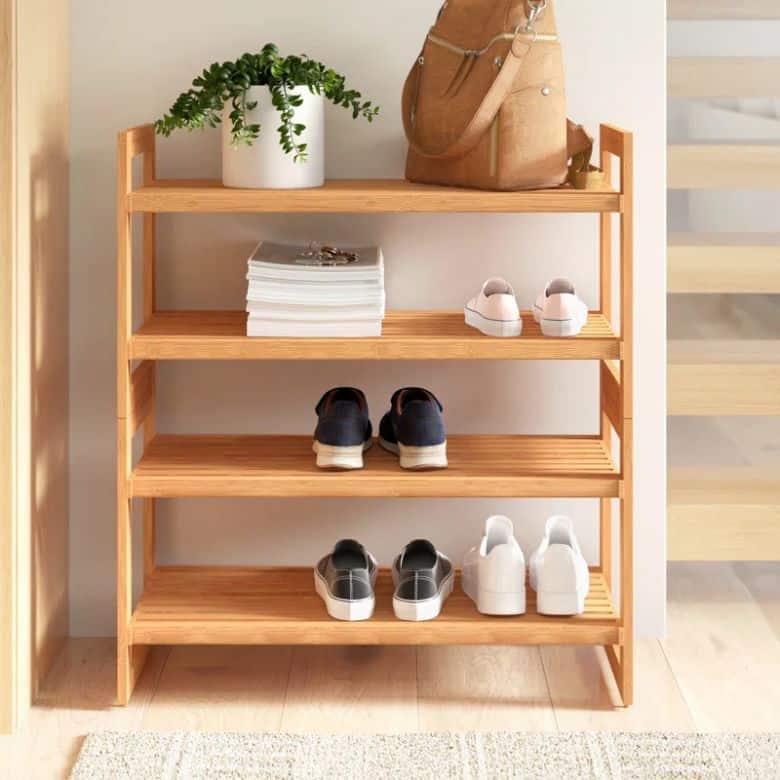 wooden four-tier shoe rack