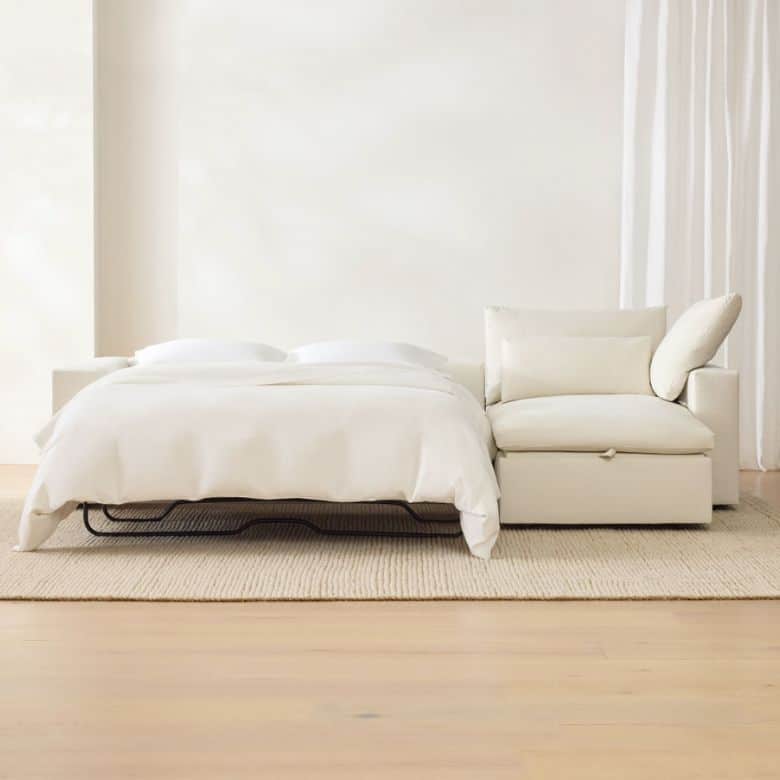 upholstered ivory sleeper sectional