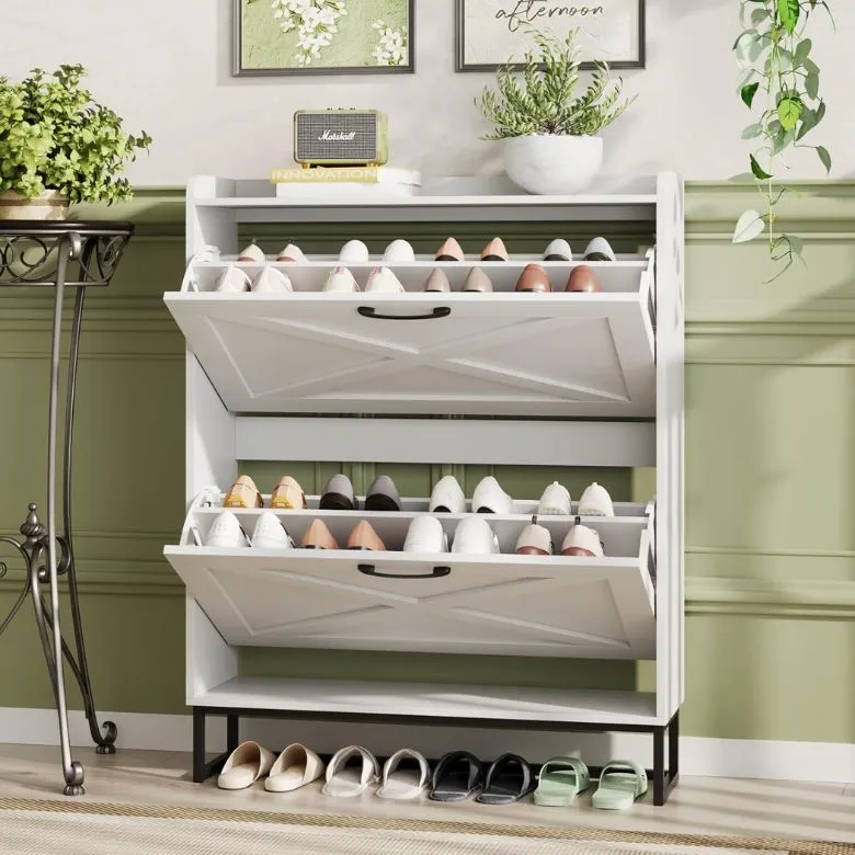 white shoe storage cabinet