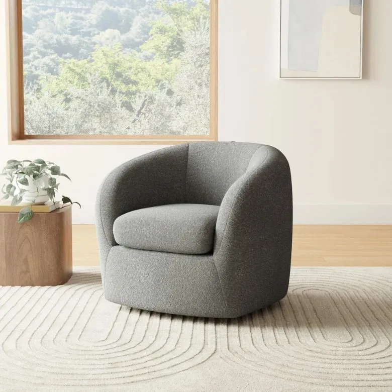 dark grey boucle accent chair