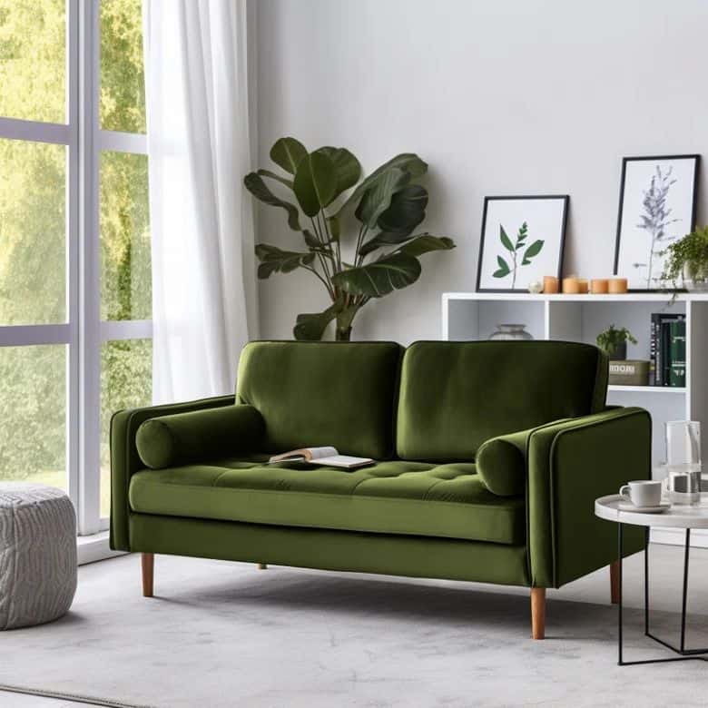 green velvet tufted loveseat