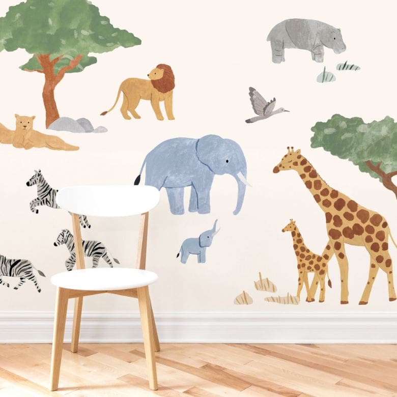 peel and stick wall safari animals