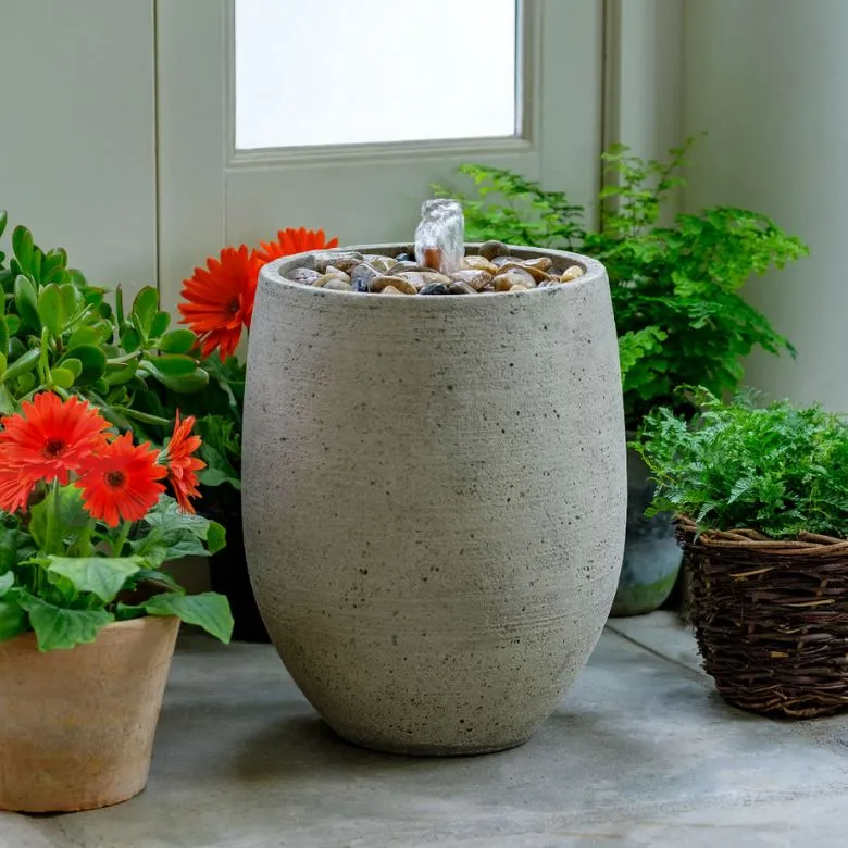 concrete and graystone outdoor fountain with pebble top