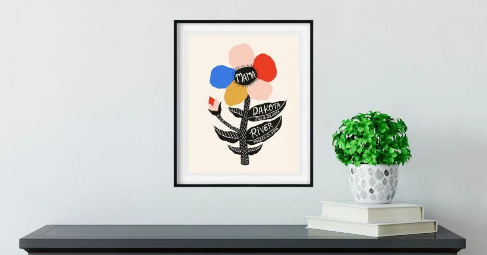 best mother's day gifts from etsy, custom frame with flower and children's names