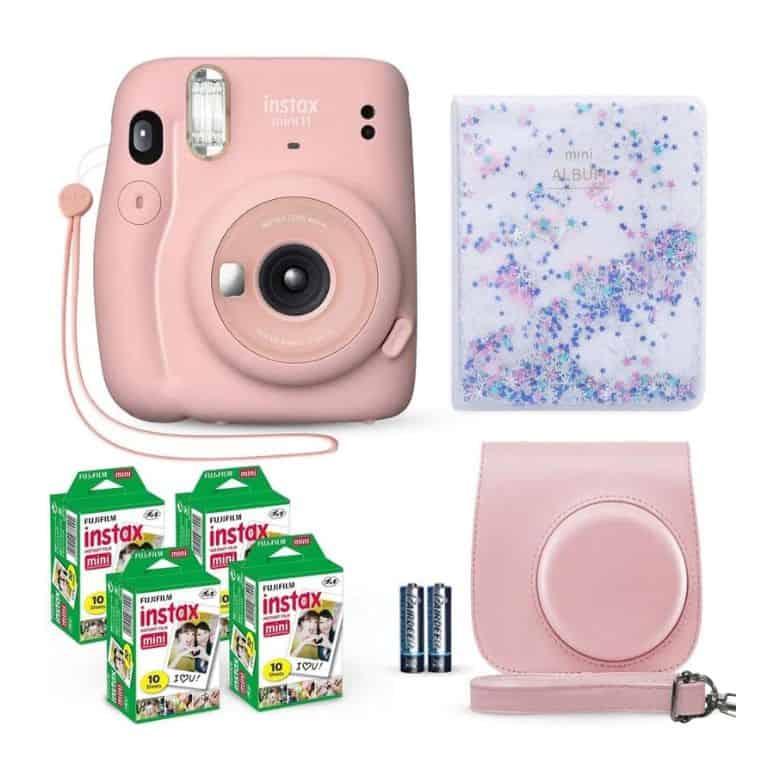 pink fujifilm instax mini camera + film value pack