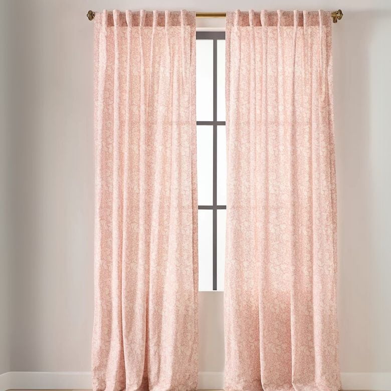 pink floral sheer curtains
