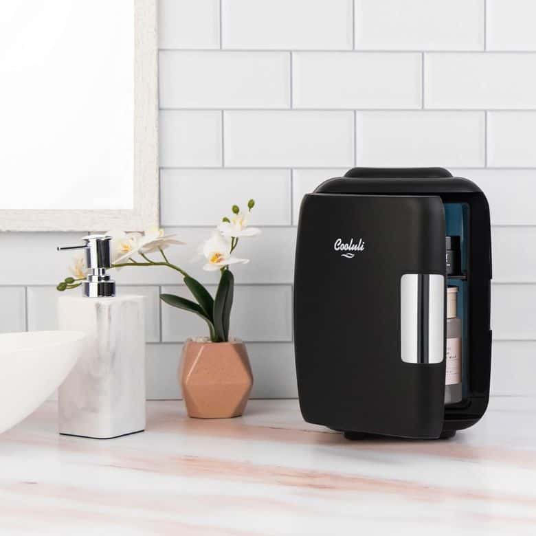 black countertop mini fridge