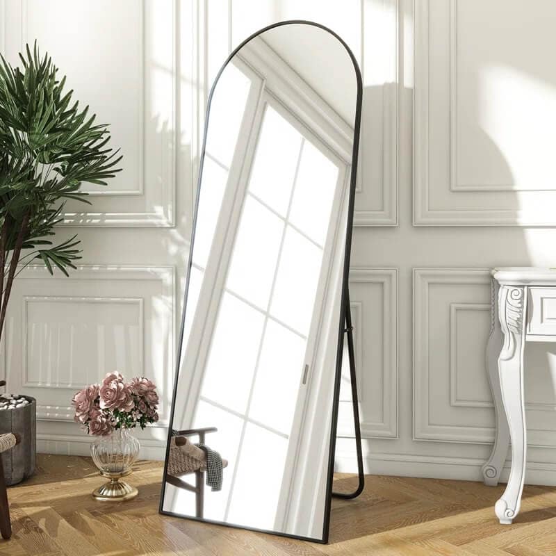 Latitude Run Arched Metal Oversized Full Length Mirrors Wall Mirrors with Stand